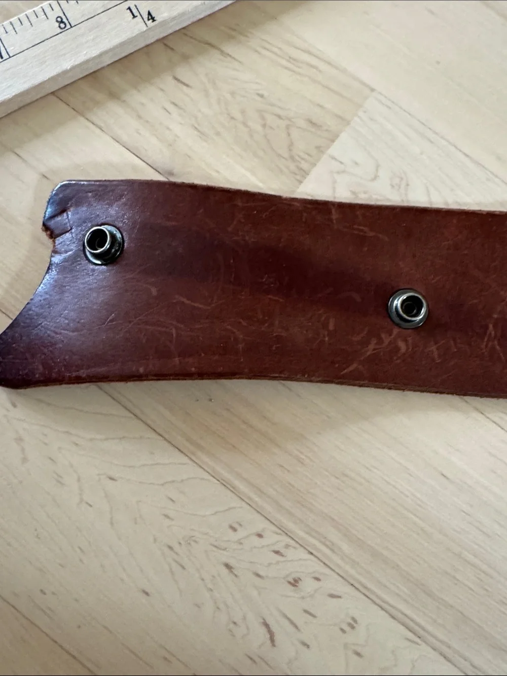 Distressed Brown Leather Asymmetrical Snap Belt-Boho-Festival